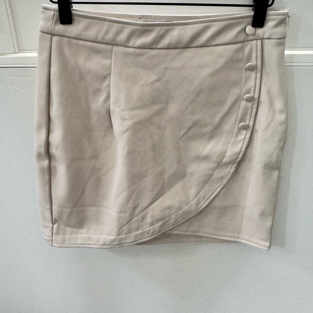Nasty Gal Cream Buttoned Mini Skirt